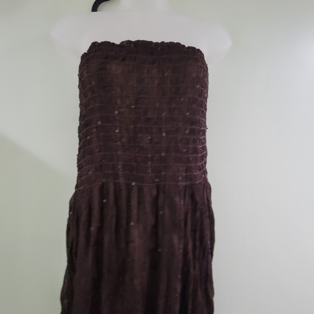 ROMEO & Juliette Couture Seersucker lined crackle maxi dress gown strapless - Picture 5 of 12